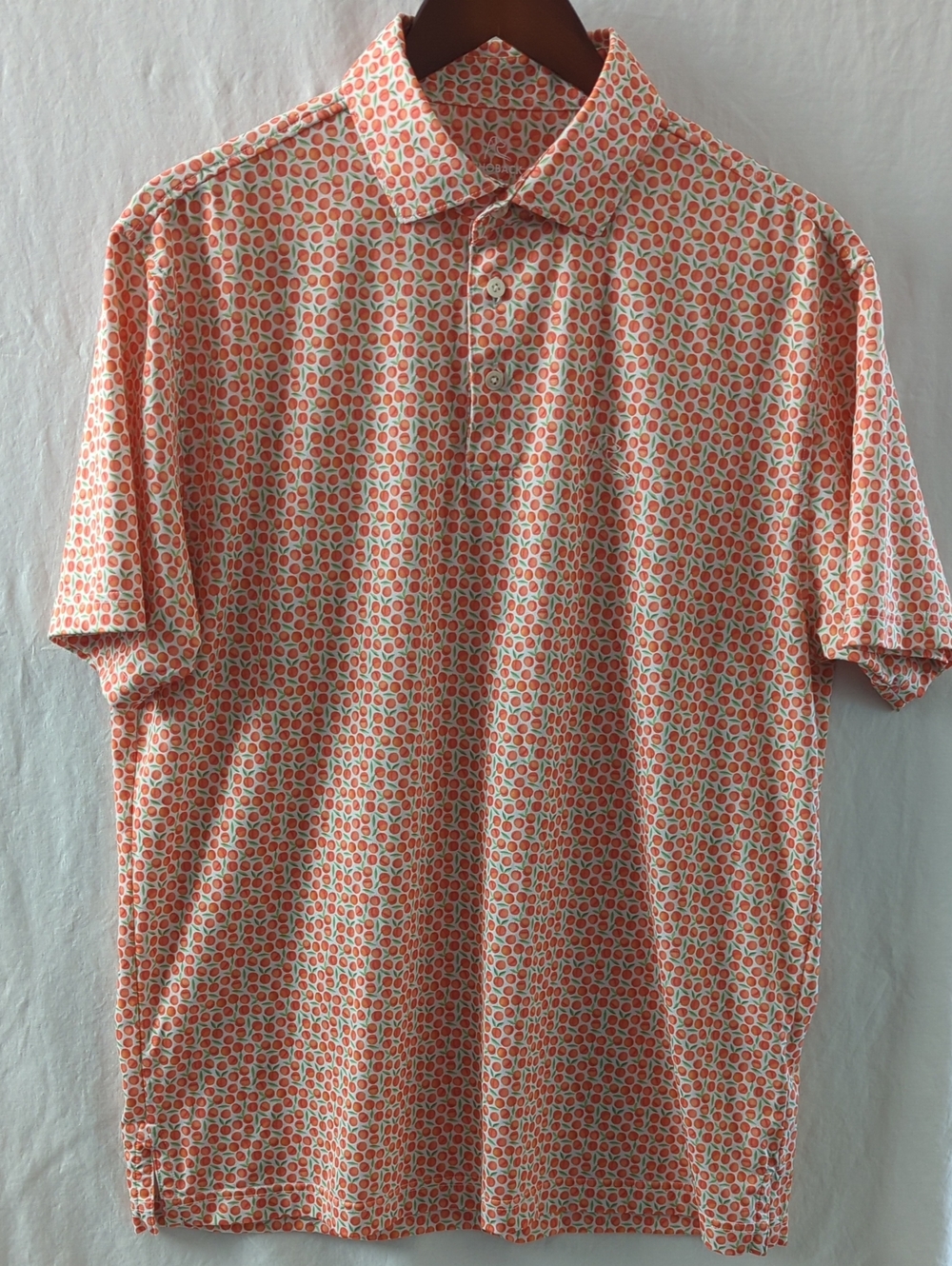 Rhoback The Absolute Peach Print Performance Golf Polo Shirt - Men's Size Medium